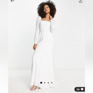 ASOS edition Gigi satin square neck long sleeve wedding dress